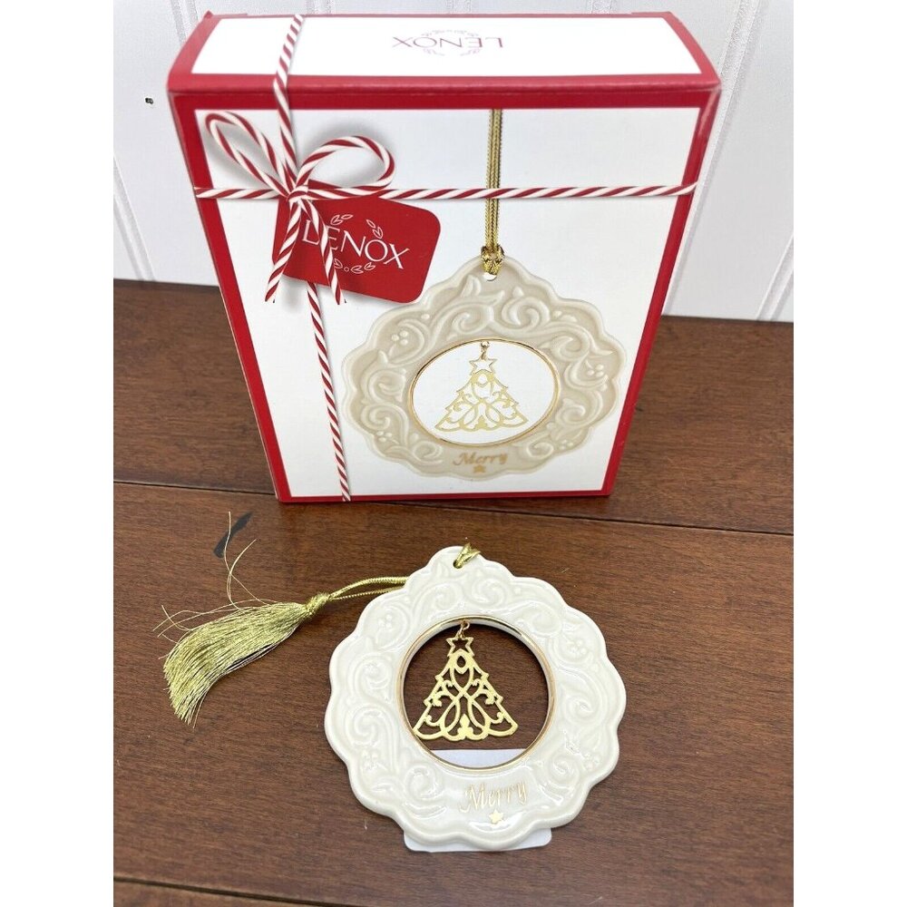 Lenox Christmas Ornament very merry porcelain holiday Tree NIB
